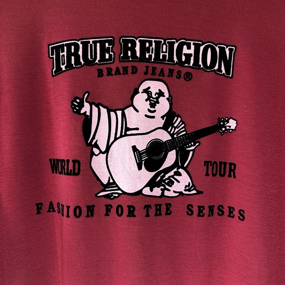 True Religion XXL Red Polo‎ Shirt Buddha Logo Y2K Streetwear Grunge Skate Core - Picture 7 of 11